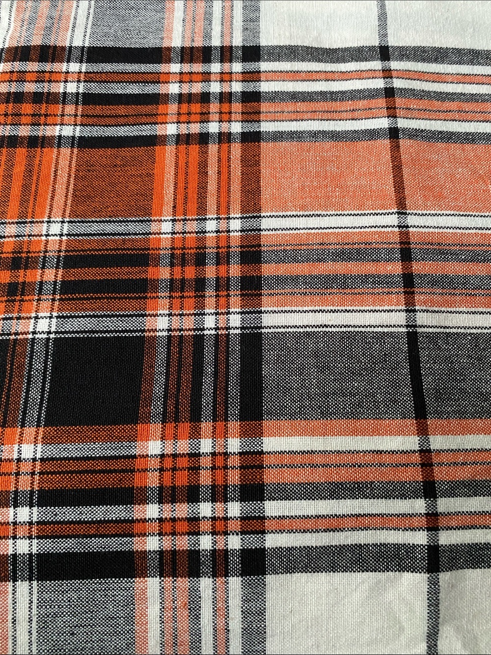 Fall Barn Plaid Orange Black checked tablecloth 60”x84” Halloween